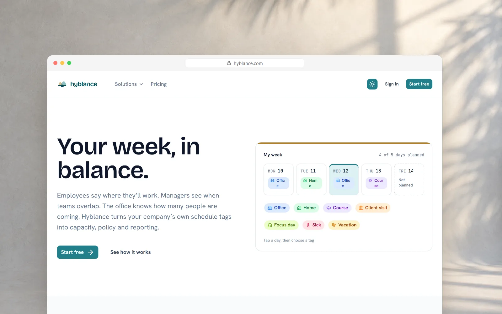 Hyblance, Hybrid work planning for growing companies