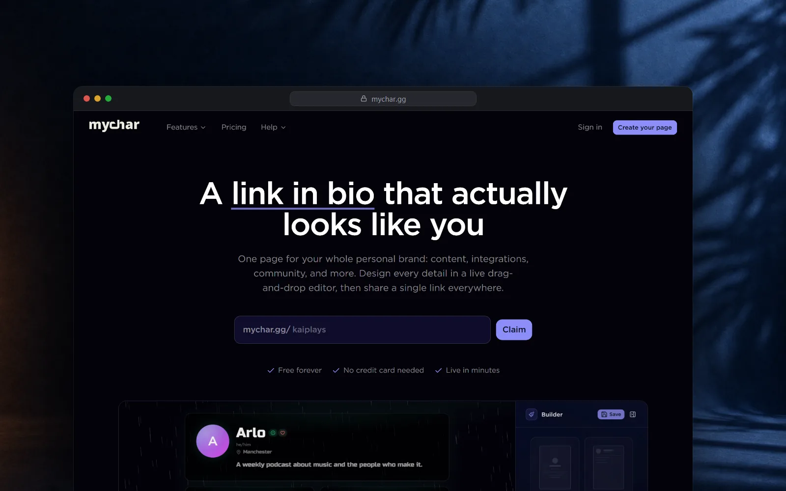 MyChar, De link-in-bio-pagina die je live ontwerpt