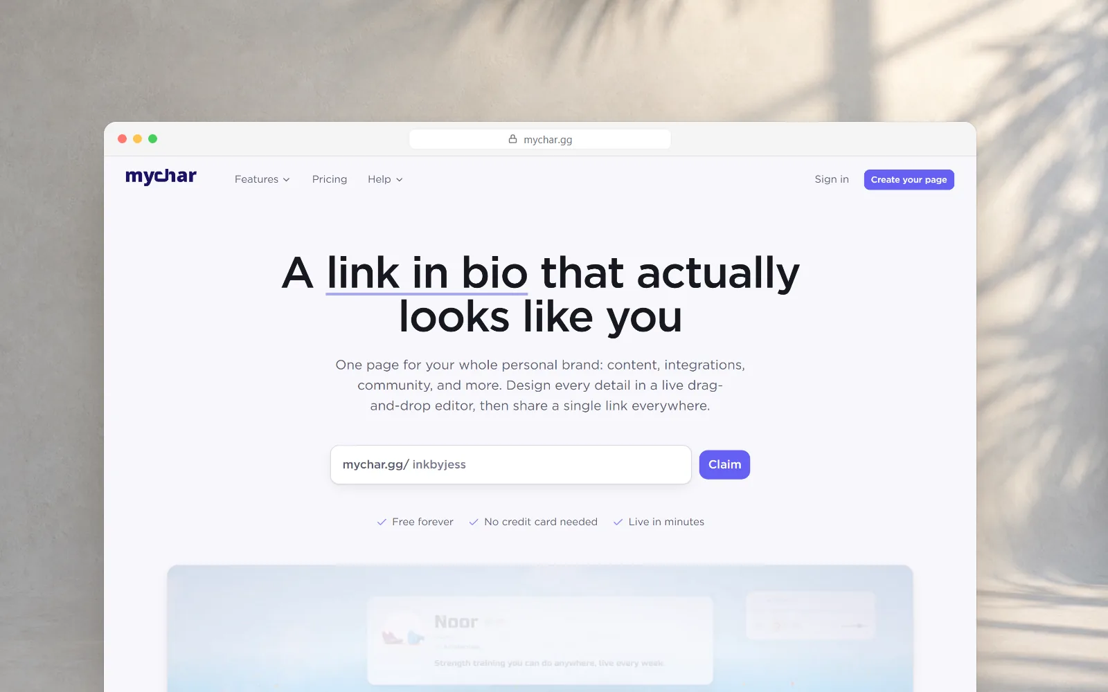 MyChar, De link-in-bio-pagina die je live ontwerpt