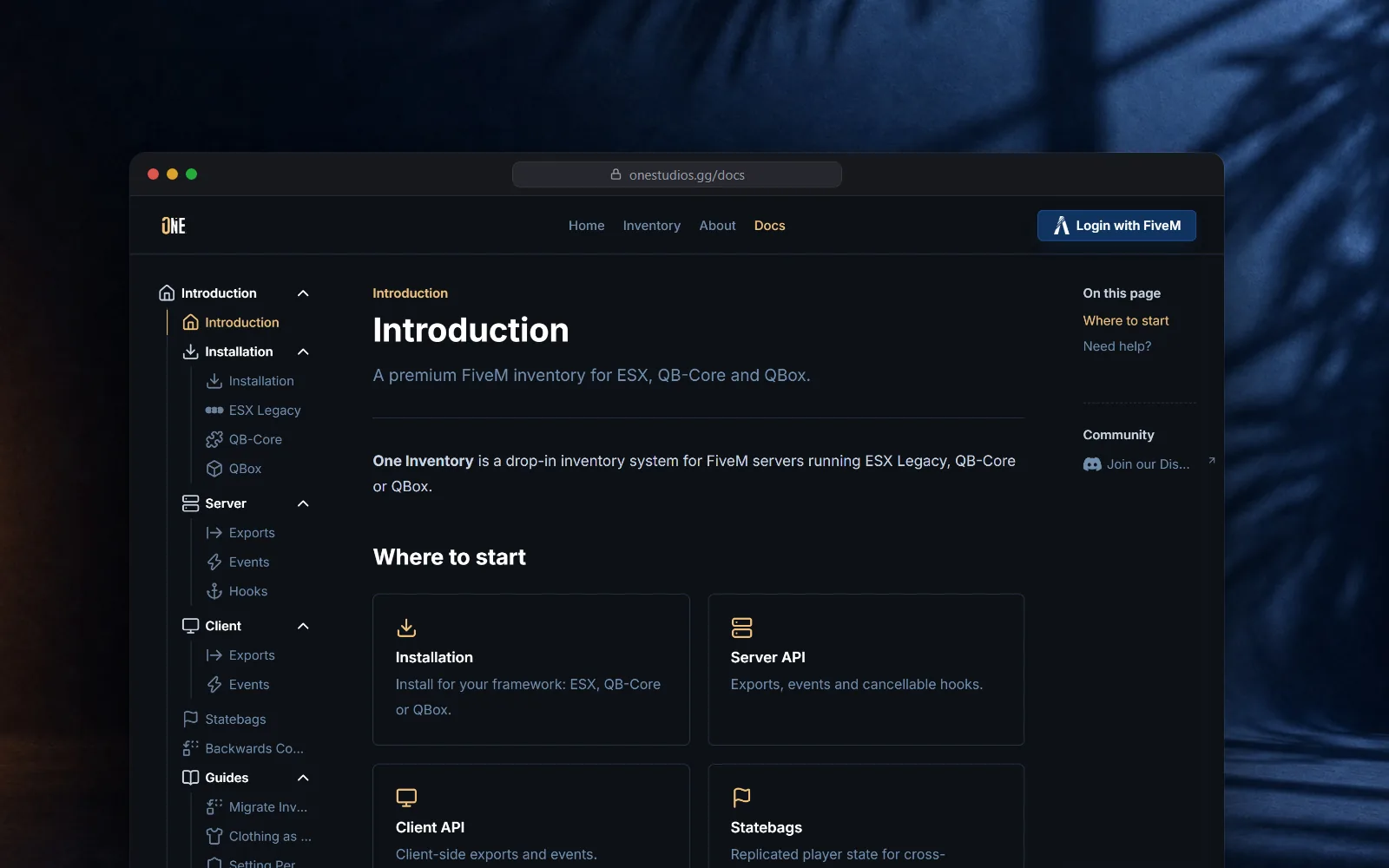 One Studios Docs, Docs and changelog, built into the store