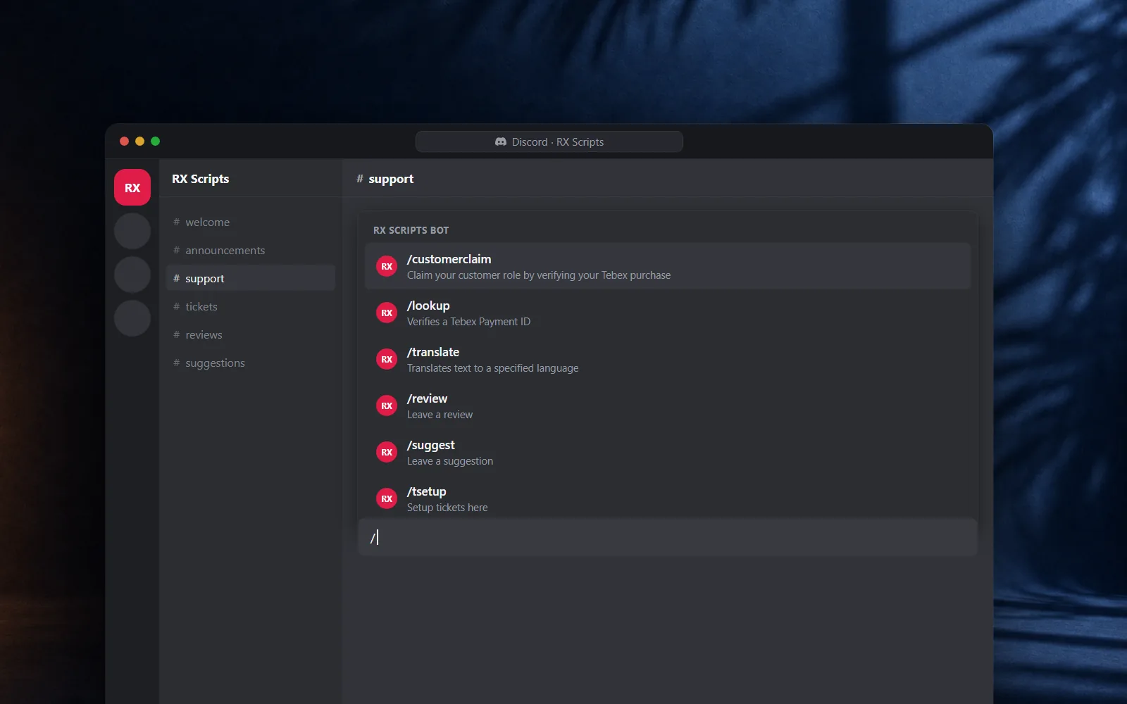 RX Scripts Discord Bot, Verkoop en support voor een community van 10.000+ leden