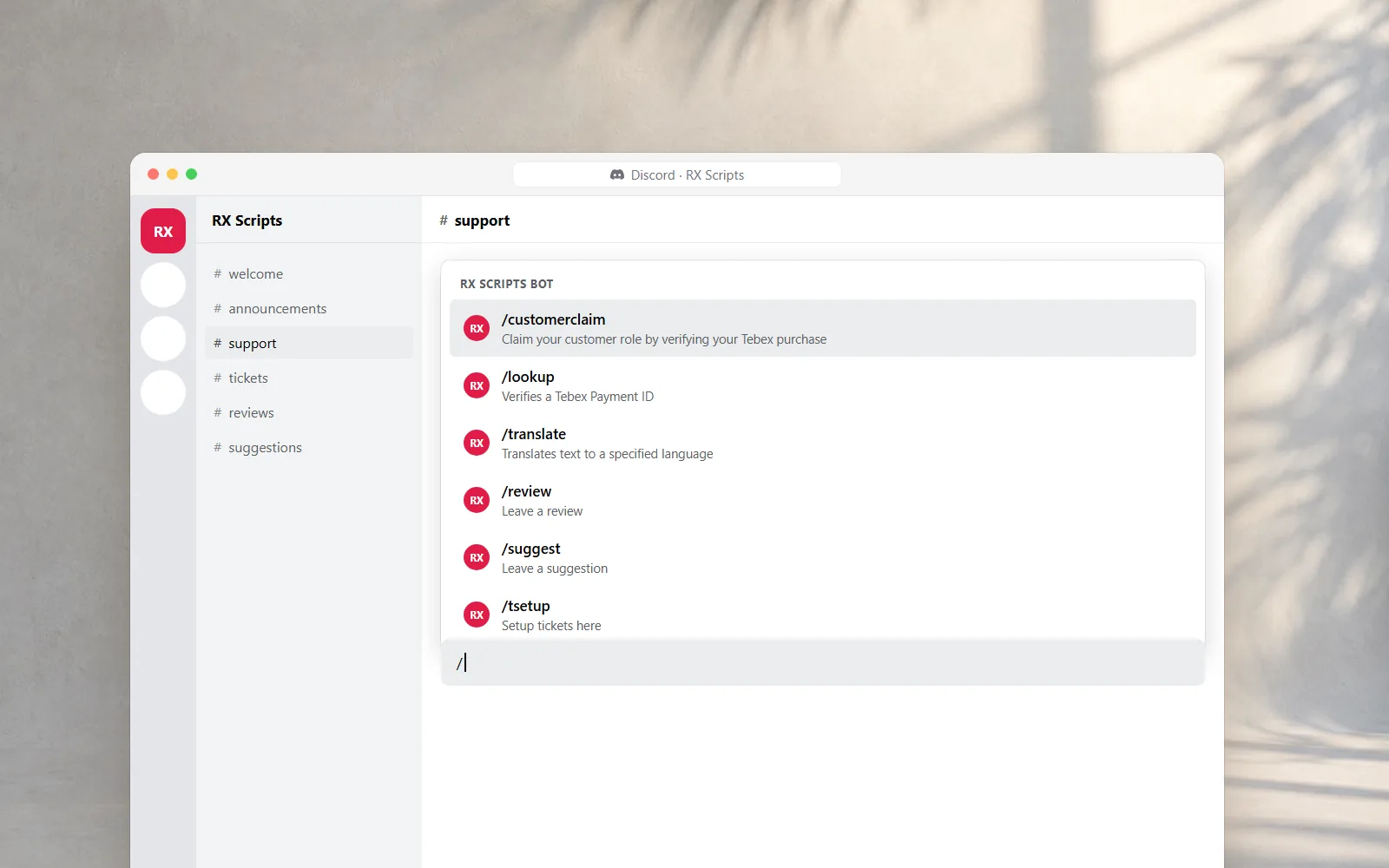 RX Scripts Discord Bot, Verkoop en support voor een community van 10.000+ leden